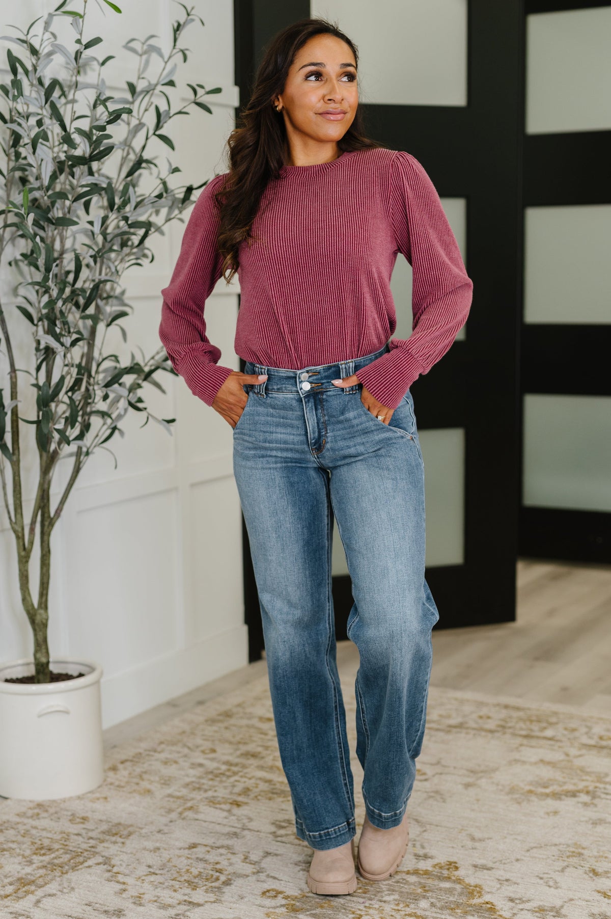 Simply Styled Balloon Sleeve Knit Top-Womens-Villari Chic, women's online fashion boutique in Severna, Maryland