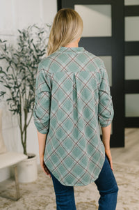 So It Goes Split Neck Plaid Top-Womens-Villari Chic, women's online fashion boutique in Severna, Maryland