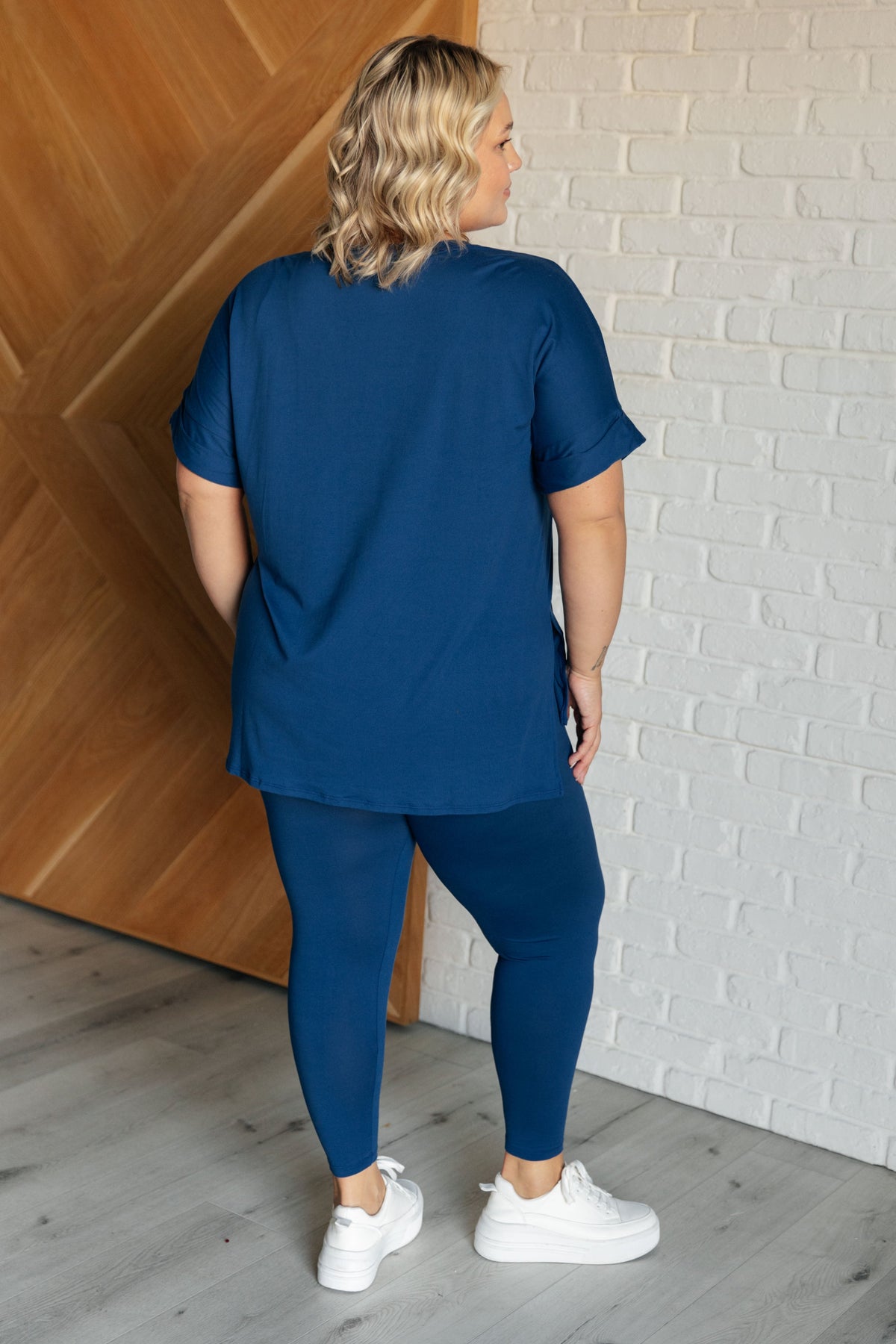 Soft Serve Brushed Microfiber Set in Lt. Navy-Athleisure-Villari Chic, women's online fashion boutique in Severna, Maryland