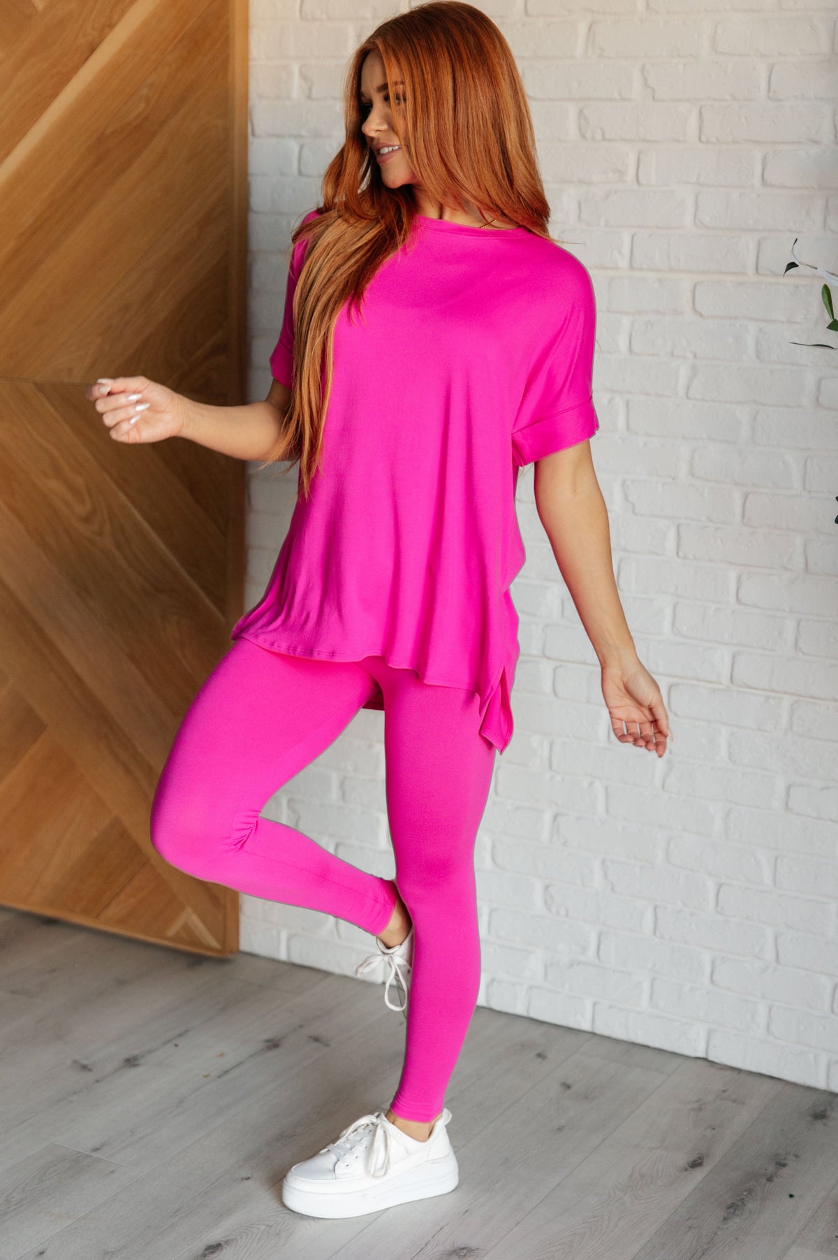 Soft Serve Brushed Microfiber Set in Neon Hot Pink-Athleisure-Villari Chic, women's online fashion boutique in Severna, Maryland