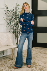 Something in the Air Lettuce Hem Longsleeve Top in Navy-Womens-Villari Chic, women's online fashion boutique in Severna, Maryland
