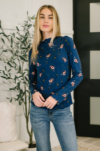 Something in the Air Lettuce Hem Longsleeve Top in Navy-Womens-Villari Chic, women's online fashion boutique in Severna, Maryland