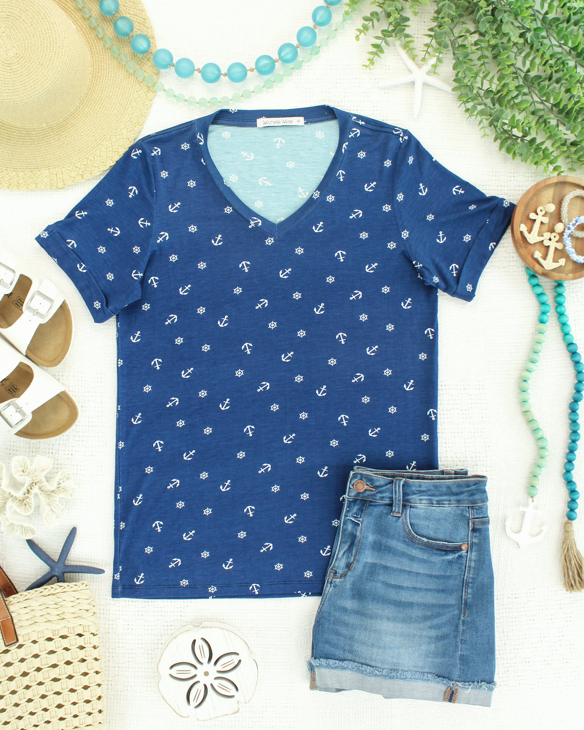Sophie Top - Nautical Navy-Shirts-Villari Chic, women's online fashion boutique in Severna, Maryland