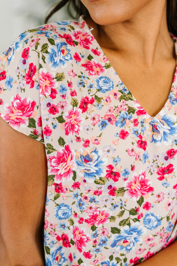 Spring Air Floral Print Blouse-Womens-Villari Chic, women's online fashion boutique in Severna, Maryland