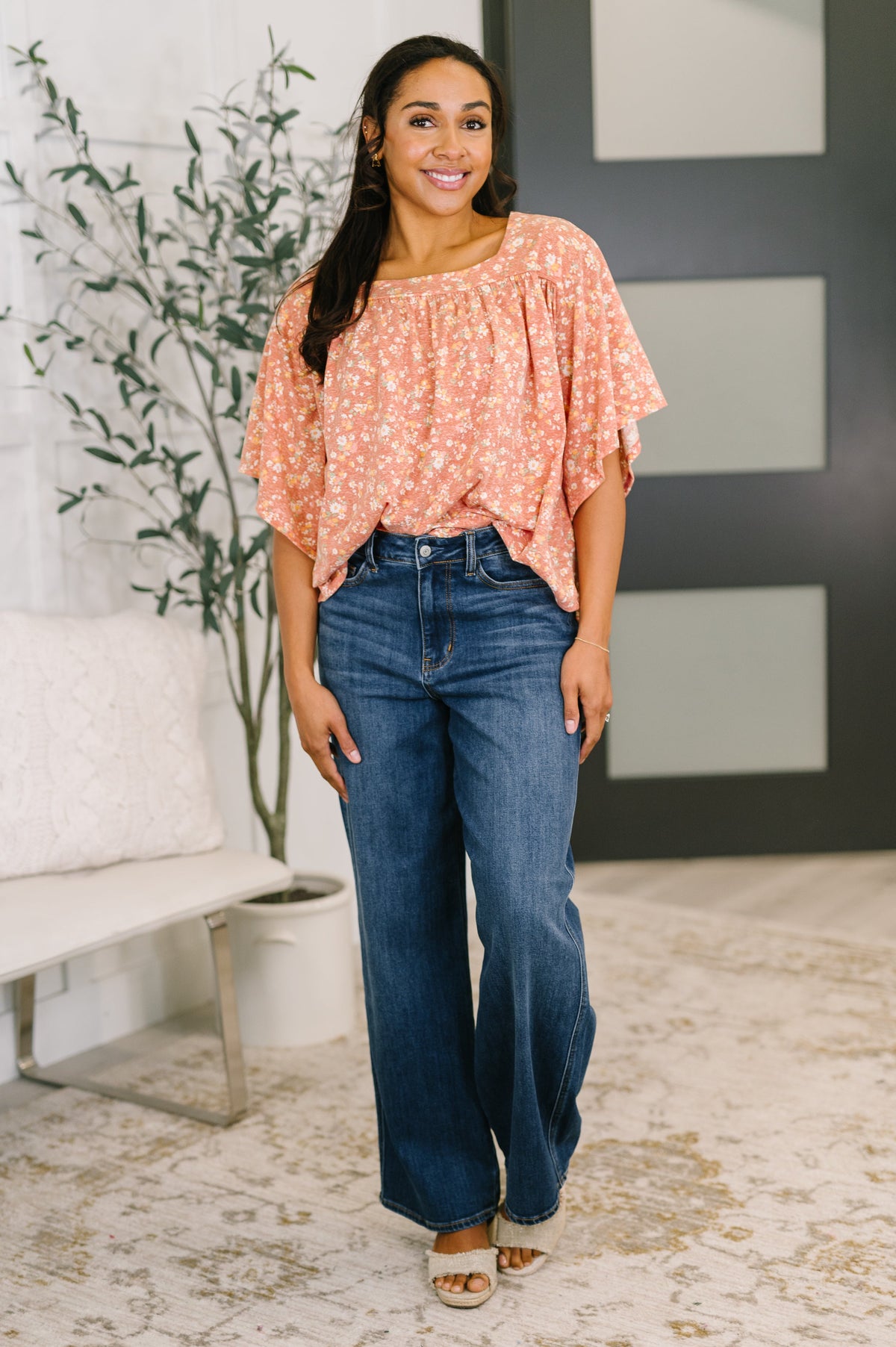 Spring Breeze Square Beck Top in Dusty Rose-Womens-Villari Chic, women's online fashion boutique in Severna, Maryland