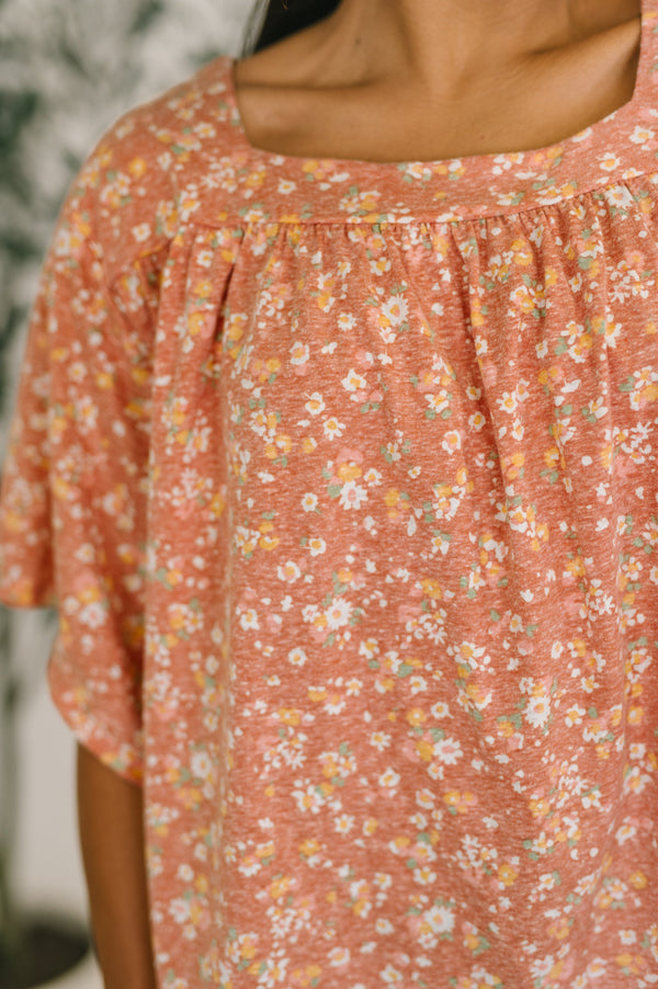 Spring Breeze Square Beck Top in Dusty Rose-Womens-Villari Chic, women's online fashion boutique in Severna, Maryland