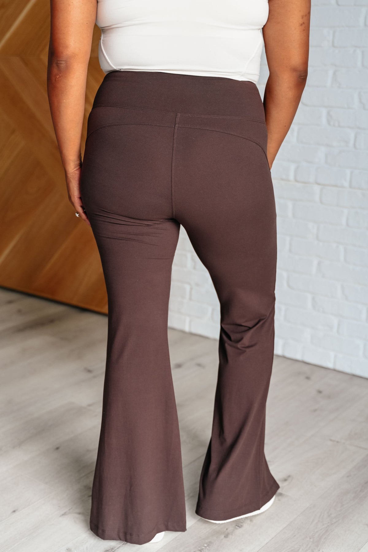 Stamina Stride Flare Leggings in Espresso-Athleisure-Villari Chic, women's online fashion boutique in Severna, Maryland