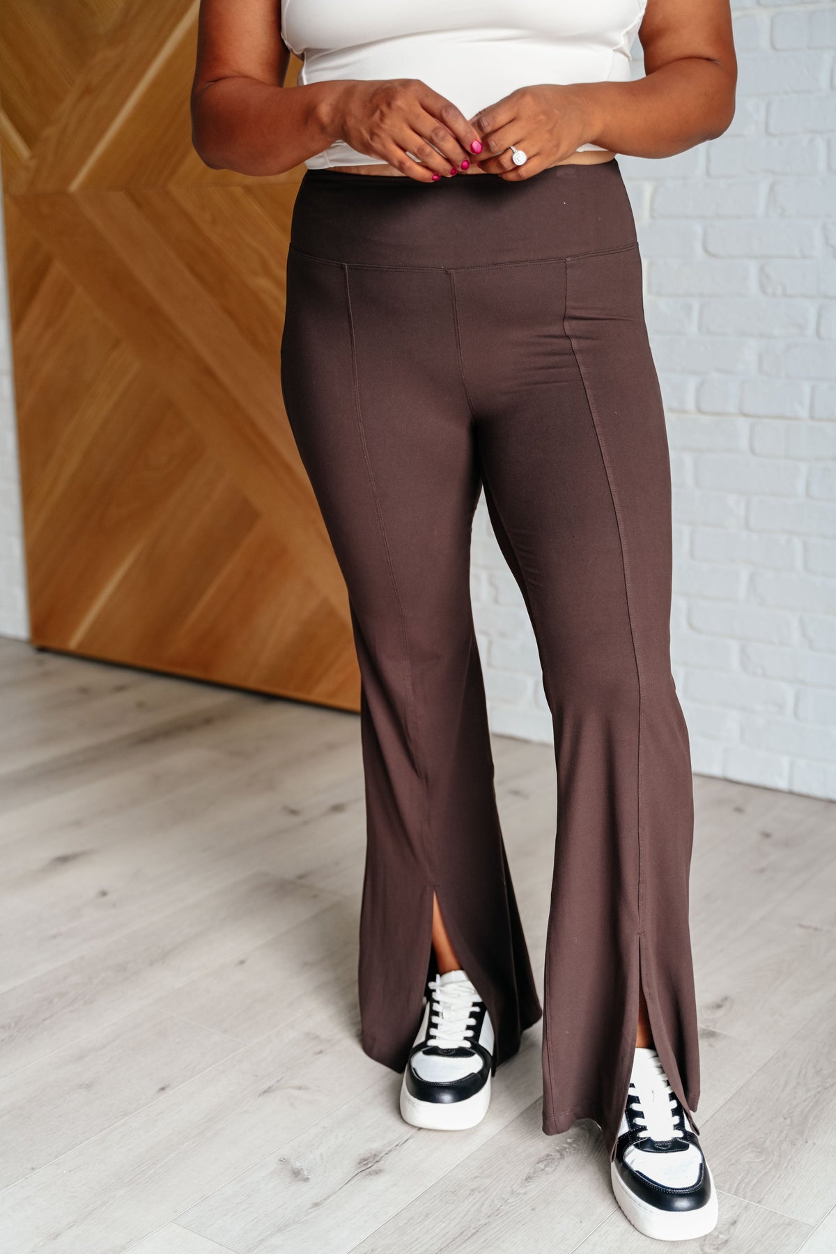 Stamina Stride Flare Leggings in Espresso-Athleisure-Villari Chic, women's online fashion boutique in Severna, Maryland