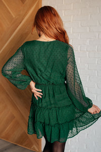 Starlit Glow V-Neck Tiered Dress in Hunter Green-Dresses-Villari Chic, women's online fashion boutique in Severna, Maryland