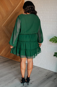 Starlit Glow V-Neck Tiered Dress in Hunter Green-Dresses-Villari Chic, women's online fashion boutique in Severna, Maryland