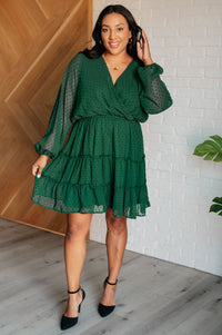 Starlit Glow V-Neck Tiered Dress in Hunter Green-Dresses-Villari Chic, women's online fashion boutique in Severna, Maryland