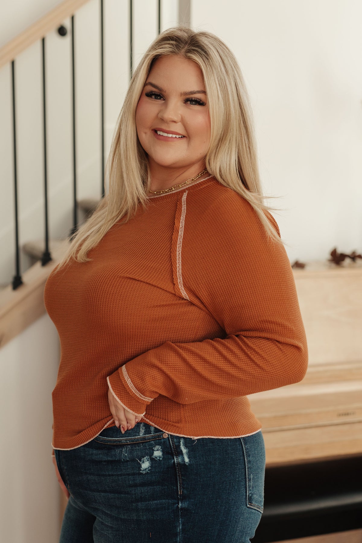 Stitch In Time Waffle Knit Top-Tops-Villari Chic, women's online fashion boutique in Severna, Maryland