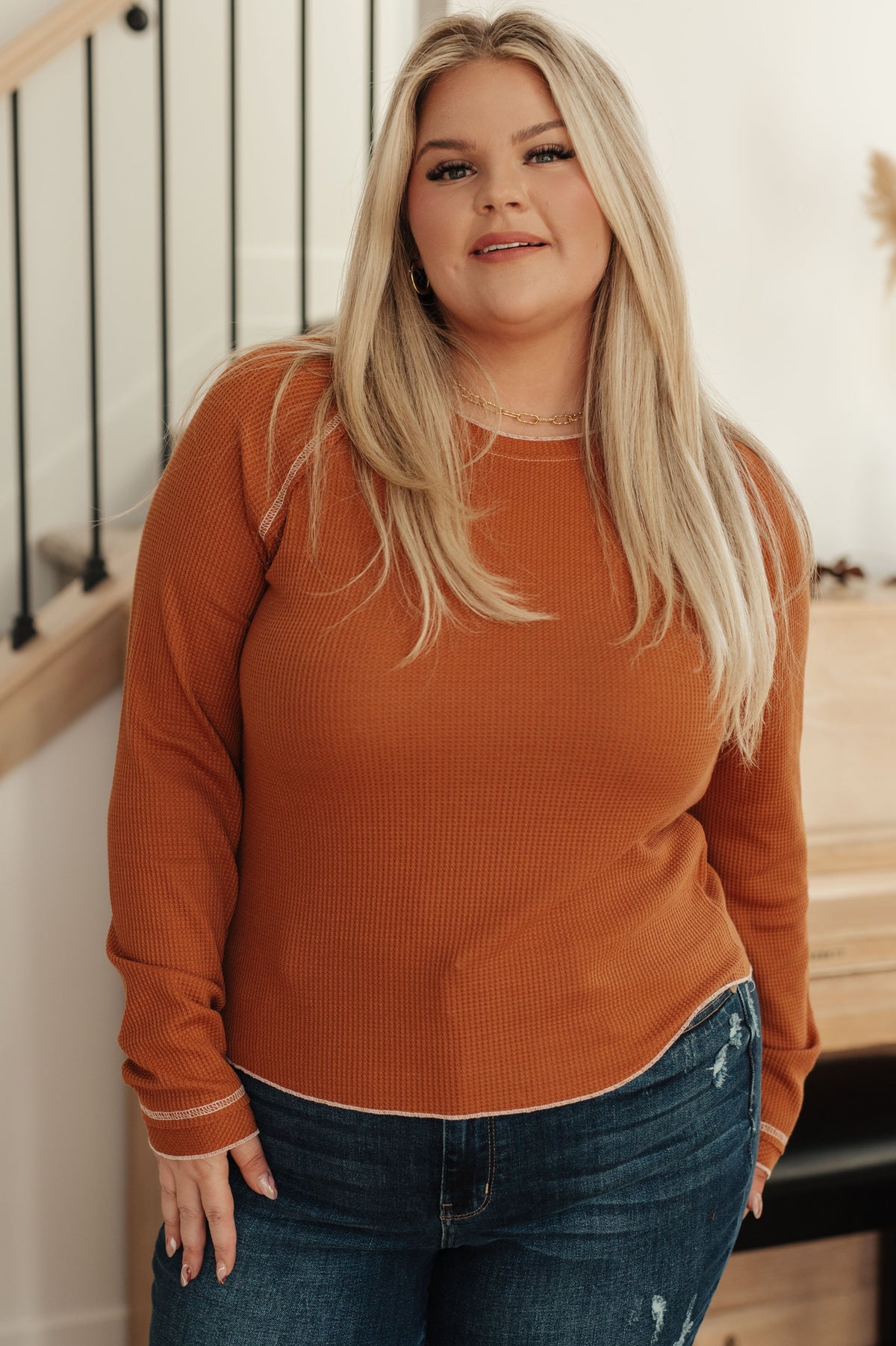 Stitch In Time Waffle Knit Top-Tops-Villari Chic, women's online fashion boutique in Severna, Maryland