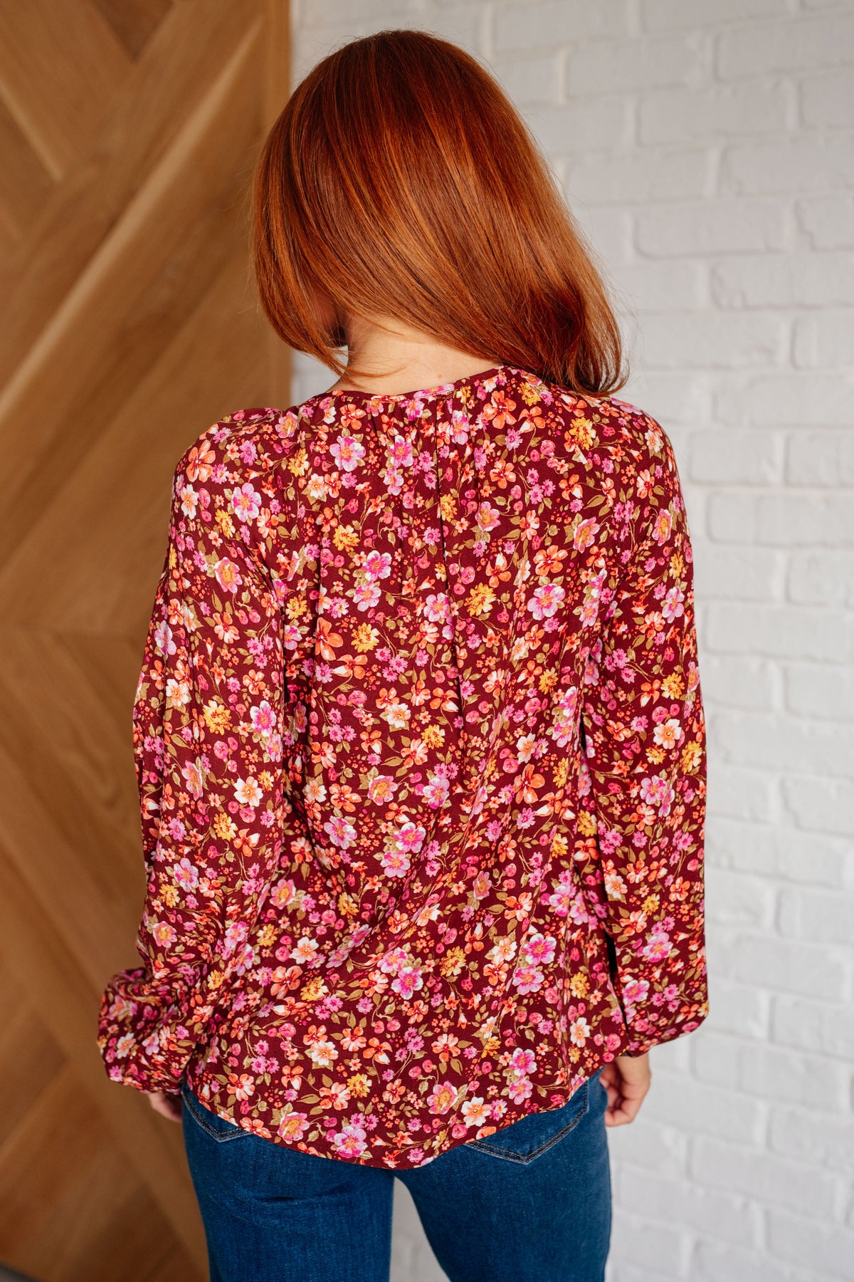 Sunday Brunch Blouse in Rust Floral-Blouses-Villari Chic, women's online fashion boutique in Severna, Maryland