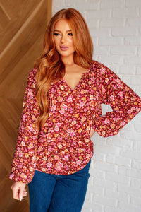 Sunday Brunch Blouse in Rust Floral-Blouses-Villari Chic, women's online fashion boutique in Severna, Maryland