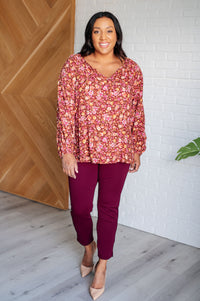 Sunday Brunch Blouse in Rust Floral-Blouses-Villari Chic, women's online fashion boutique in Severna, Maryland