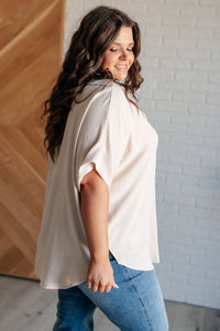 Sweet Simplicity Button Down Blouse in Oatmeal-Tops-Villari Chic, women's online fashion boutique in Severna, Maryland