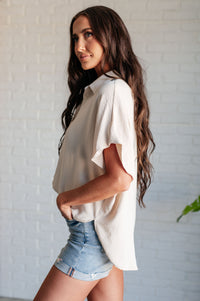 Sweet Simplicity Button Down Blouse in Oatmeal-Tops-Villari Chic, women's online fashion boutique in Severna, Maryland