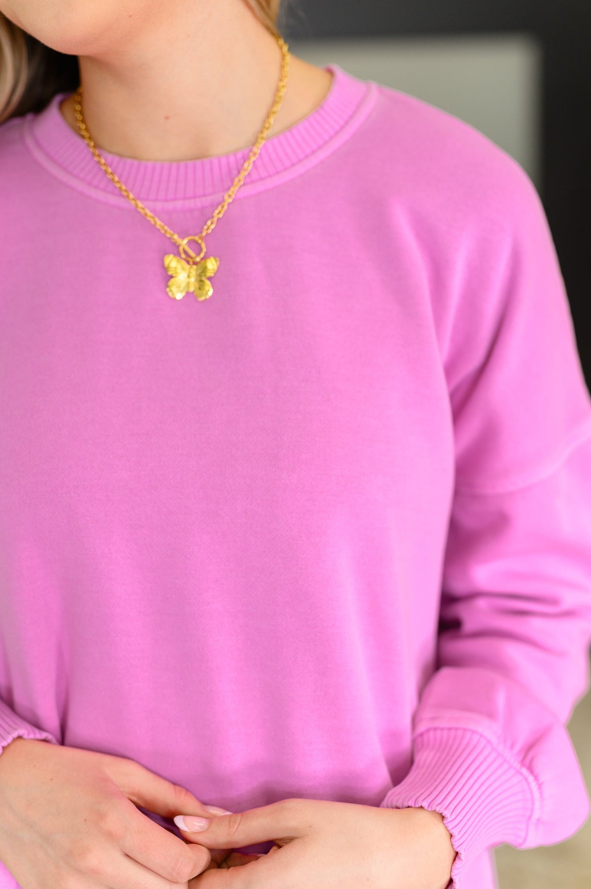 Talk Cozy to Me Stepped Hem Pullover in Bright Mauve-Womens-Villari Chic, women's online fashion boutique in Severna, Maryland