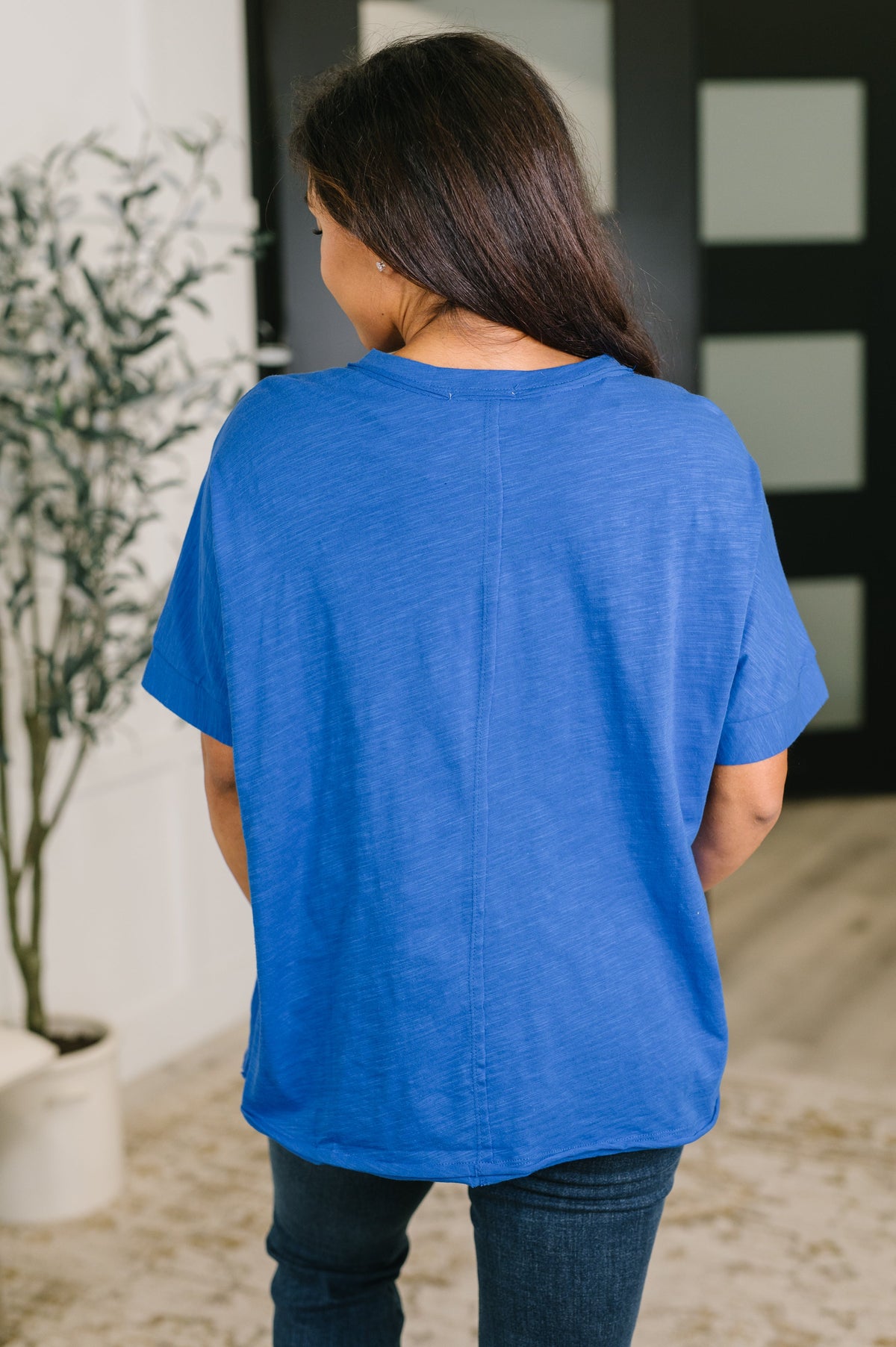 The Layback Relaxed Basic Tee in Royal Blue-Womens-Villari Chic, women's online fashion boutique in Severna, Maryland