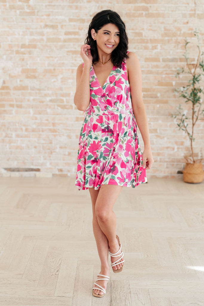 The Sun's Been Quite Kind V-Neck Dress in Pink-Dresses-Villari Chic, women's online fashion boutique in Severna, Maryland