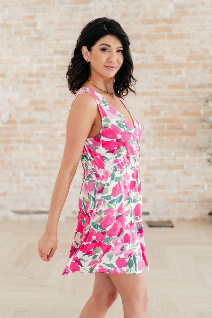 The Sun's Been Quite Kind V-Neck Dress in Pink-Dresses-Villari Chic, women's online fashion boutique in Severna, Maryland