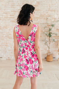 The Sun's Been Quite Kind V-Neck Dress in Pink-Dresses-Villari Chic, women's online fashion boutique in Severna, Maryland