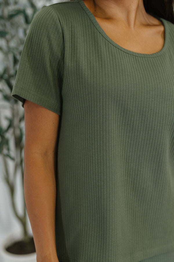 Thyme Boxy Tee in Dusty Pine-Womens-Villari Chic, women's online fashion boutique in Severna, Maryland