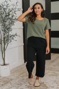 Thyme Culottes in Black-Womens-Villari Chic, women's online fashion boutique in Severna, Maryland