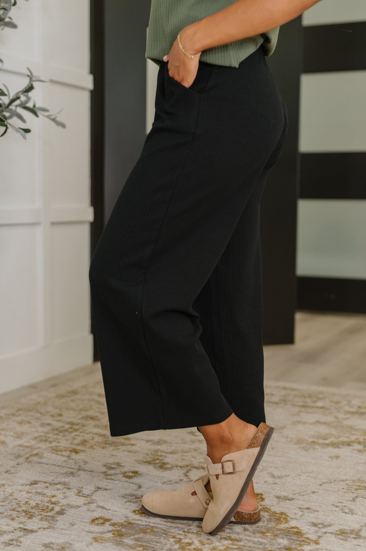 Thyme Culottes in Black-Womens-Villari Chic, women's online fashion boutique in Severna, Maryland