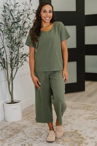 Thyme Culottes in Dusty Pine-Womens-Villari Chic, women's online fashion boutique in Severna, Maryland