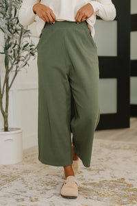 Thyme Culottes in Dusty Pine-Womens-Villari Chic, women's online fashion boutique in Severna, Maryland