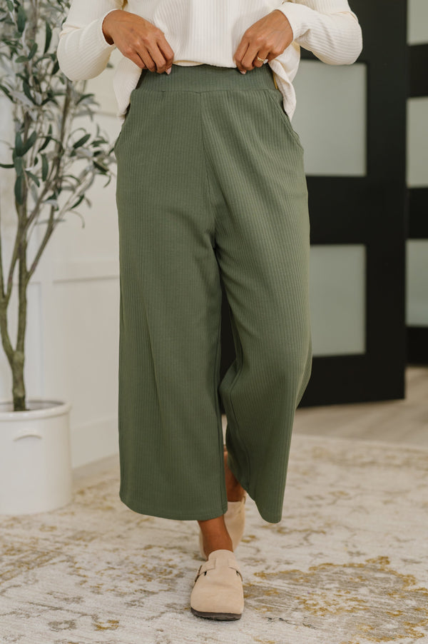 Thyme Culottes in Dusty Pine-Womens-Villari Chic, women's online fashion boutique in Severna, Maryland