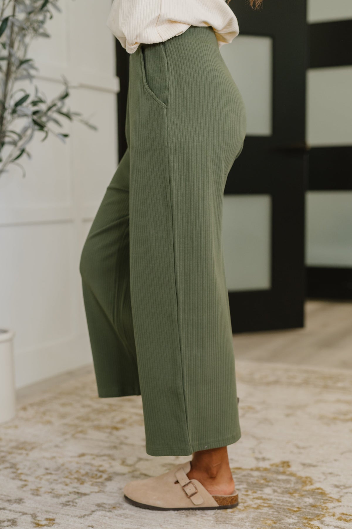 Thyme Culottes in Dusty Pine-Womens-Villari Chic, women's online fashion boutique in Severna, Maryland