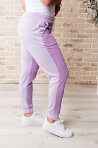 Tommy Two Tone Waffle Joggers Purple-Athleisure-Villari Chic, women's online fashion boutique in Severna, Maryland