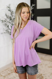 Top Shelf Basic V-Neck Ribbed Tee in Lavender-Womens-Villari Chic, women's online fashion boutique in Severna, Maryland