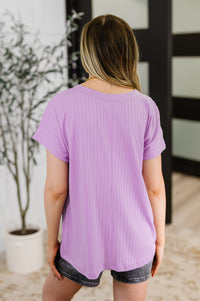 Top Shelf Basic V-Neck Ribbed Tee in Lavender-Womens-Villari Chic, women's online fashion boutique in Severna, Maryland