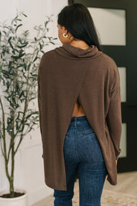 Travel Destination Cowl Neck Pullover in Chocolate-Womens-Villari Chic, women's online fashion boutique in Severna, Maryland