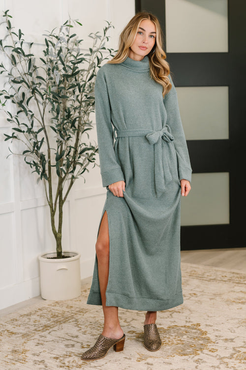 Travel Plush Knit Dress in Soft Teal-Womens-Villari Chic, women's online fashion boutique in Severna, Maryland