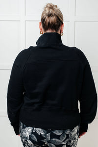 Under Her Spell Half Zip Pullover in Black-Tops-Villari Chic, women's online fashion boutique in Severna, Maryland