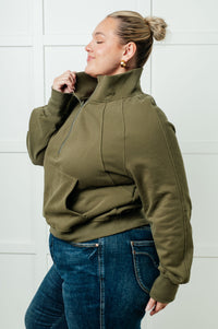 Under Her Spell Half Zip Pullover in Green-Tops-Villari Chic, women's online fashion boutique in Severna, Maryland