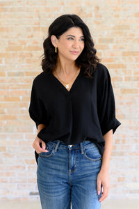 Up For Anything V-Neck Blouse in Black-Tops-Villari Chic, women's online fashion boutique in Severna, Maryland