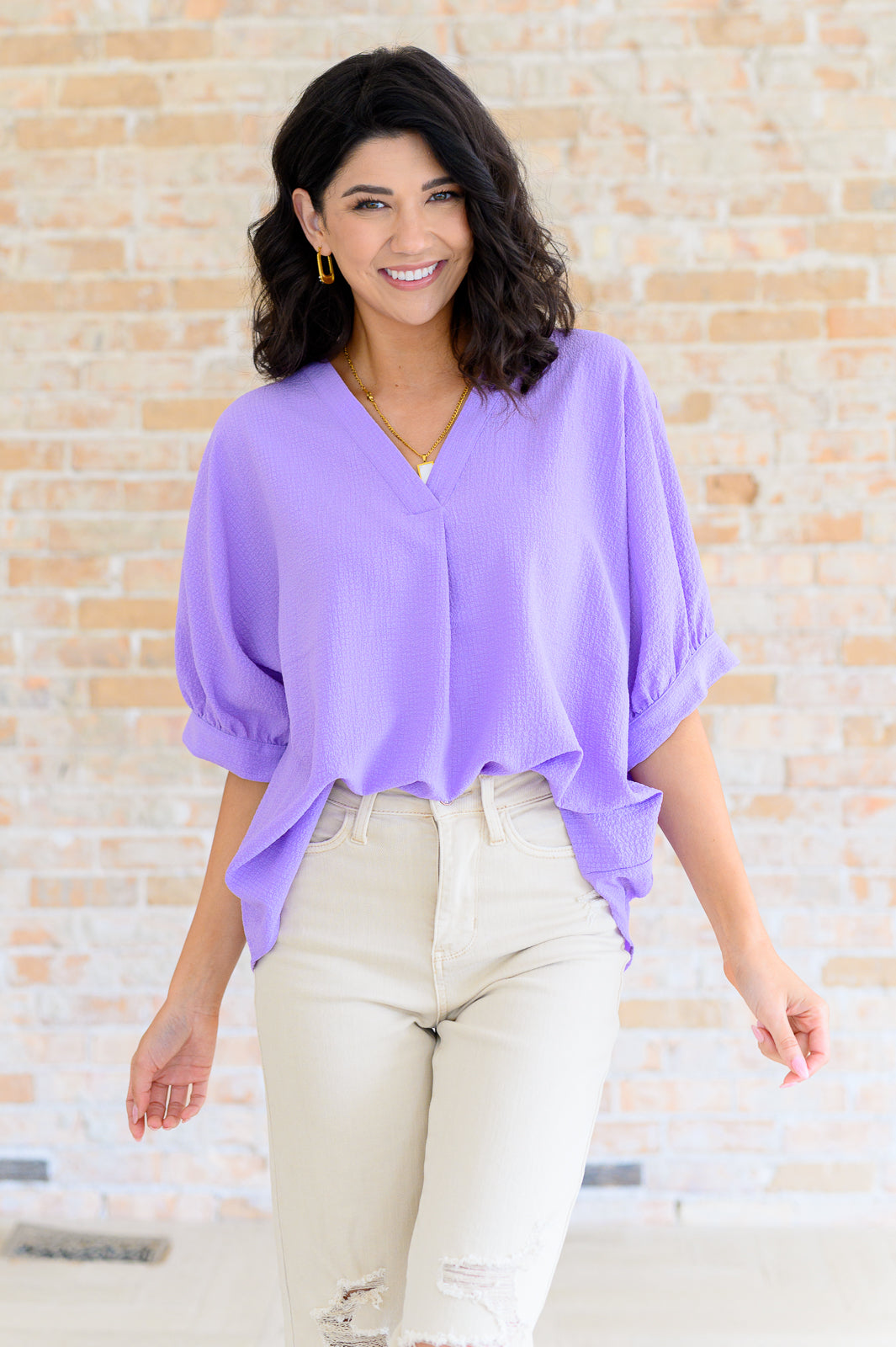 Up For Anything V-Neck Blouse in Lavender-Tops-Villari Chic, women's online fashion boutique in Severna, Maryland