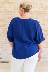 Up For Anything V-Neck Blouse in Navy-Tops-Villari Chic, women's online fashion boutique in Severna, Maryland