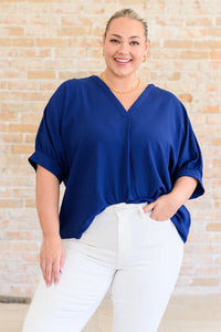 Up For Anything V-Neck Blouse in Navy-Tops-Villari Chic, women's online fashion boutique in Severna, Maryland