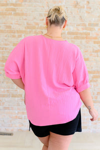 Up For Anything V-Neck Blouse in Pink-Tops-Villari Chic, women's online fashion boutique in Severna, Maryland