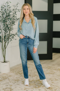 Urban Flux Scooped Hi-Low Long Pullover in Blue Grey-Womens-Villari Chic, women's online fashion boutique in Severna, Maryland