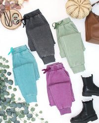 Vintage Wash Joggers - Purple-bottoms-Villari Chic, women's online fashion boutique in Severna, Maryland
