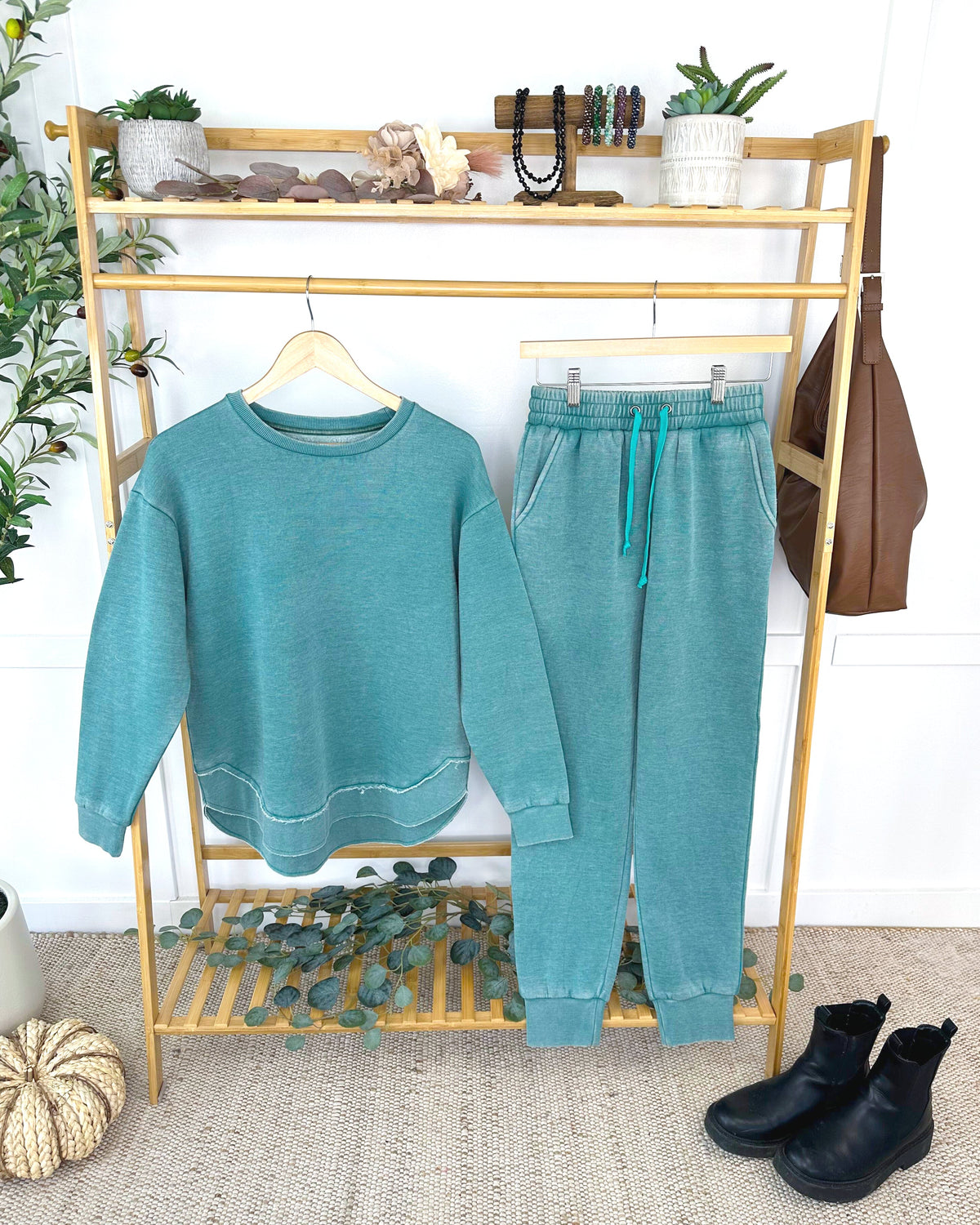 Vintage Wash Joggers - Teal-bottoms-Villari Chic, women's online fashion boutique in Severna, Maryland