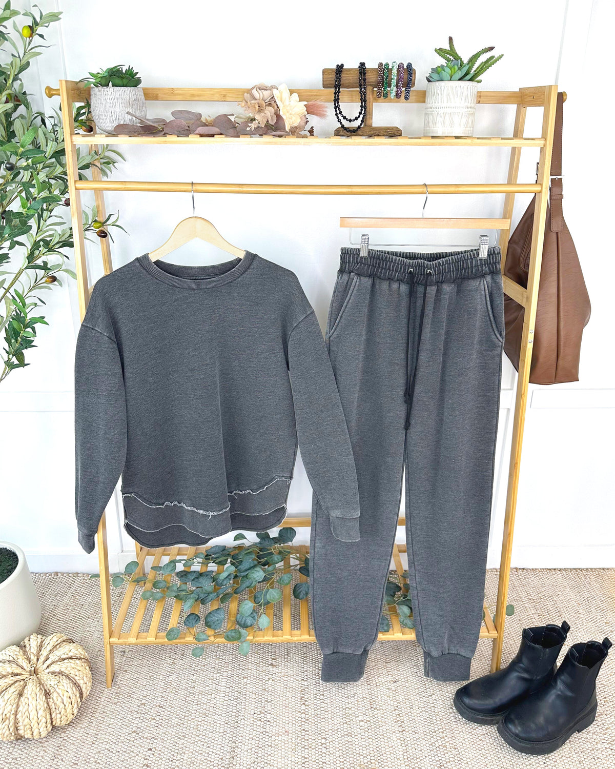 Vintage Wash Joggers - Black-bottoms-Villari Chic, women's online fashion boutique in Severna, Maryland